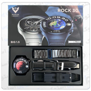 تصویر ساعت هوشمند ROCK 30 با بند سیلیکونی مشکی و صفحه‌نمایش لمسی HD